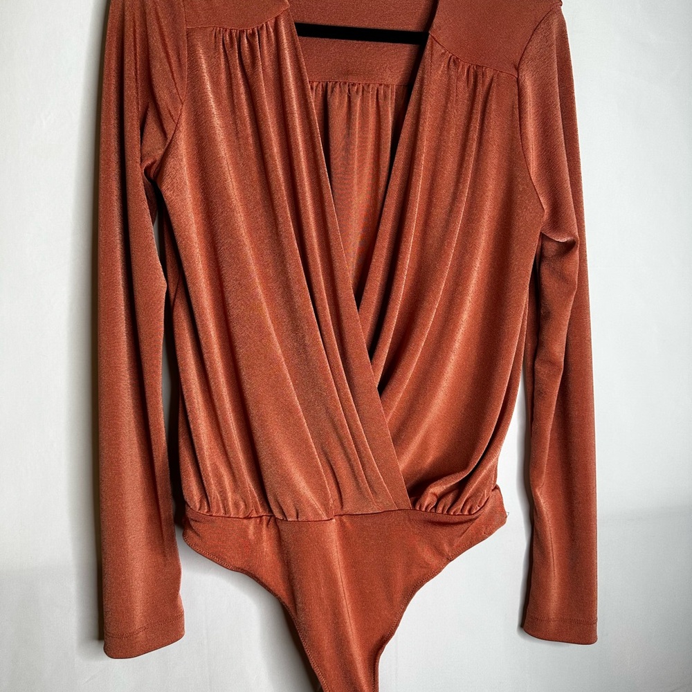 Free People Rust Long Sleeve Bodysuit